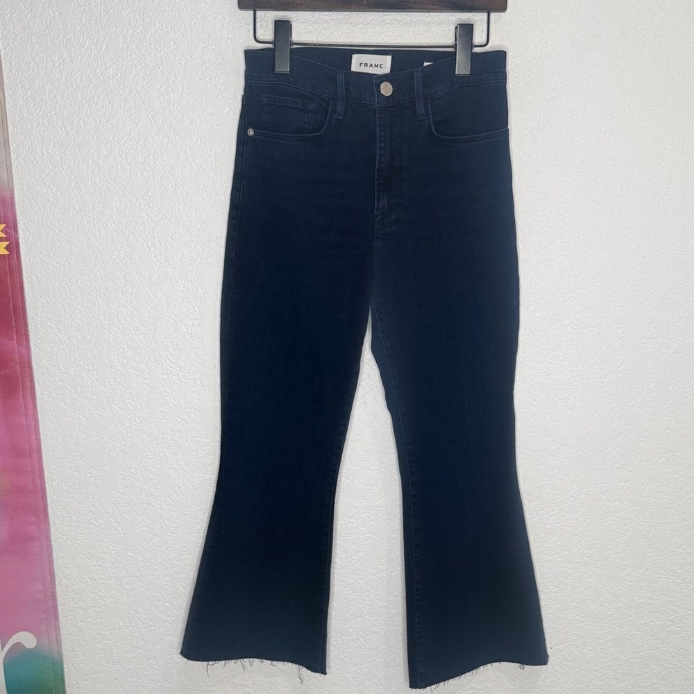 New Frame Denim Le Crop Flare Raw After Jean In Fiona Size 26 - Picture 2 of 16